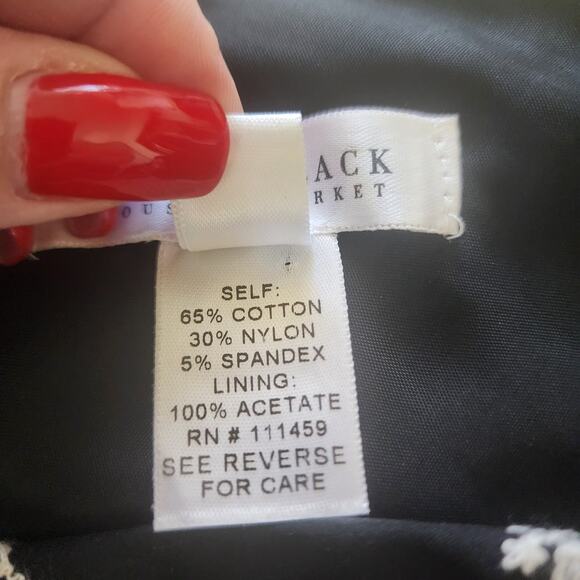 WHBM Skirt Womens 10 Black Embroidered Floral Stripped corpcore classic office - Picture 4 of 6